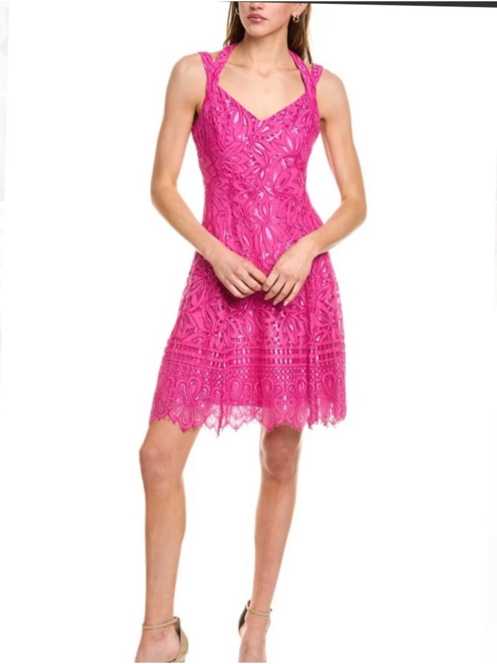 Kensie Hot Pink Lace Mini Dress